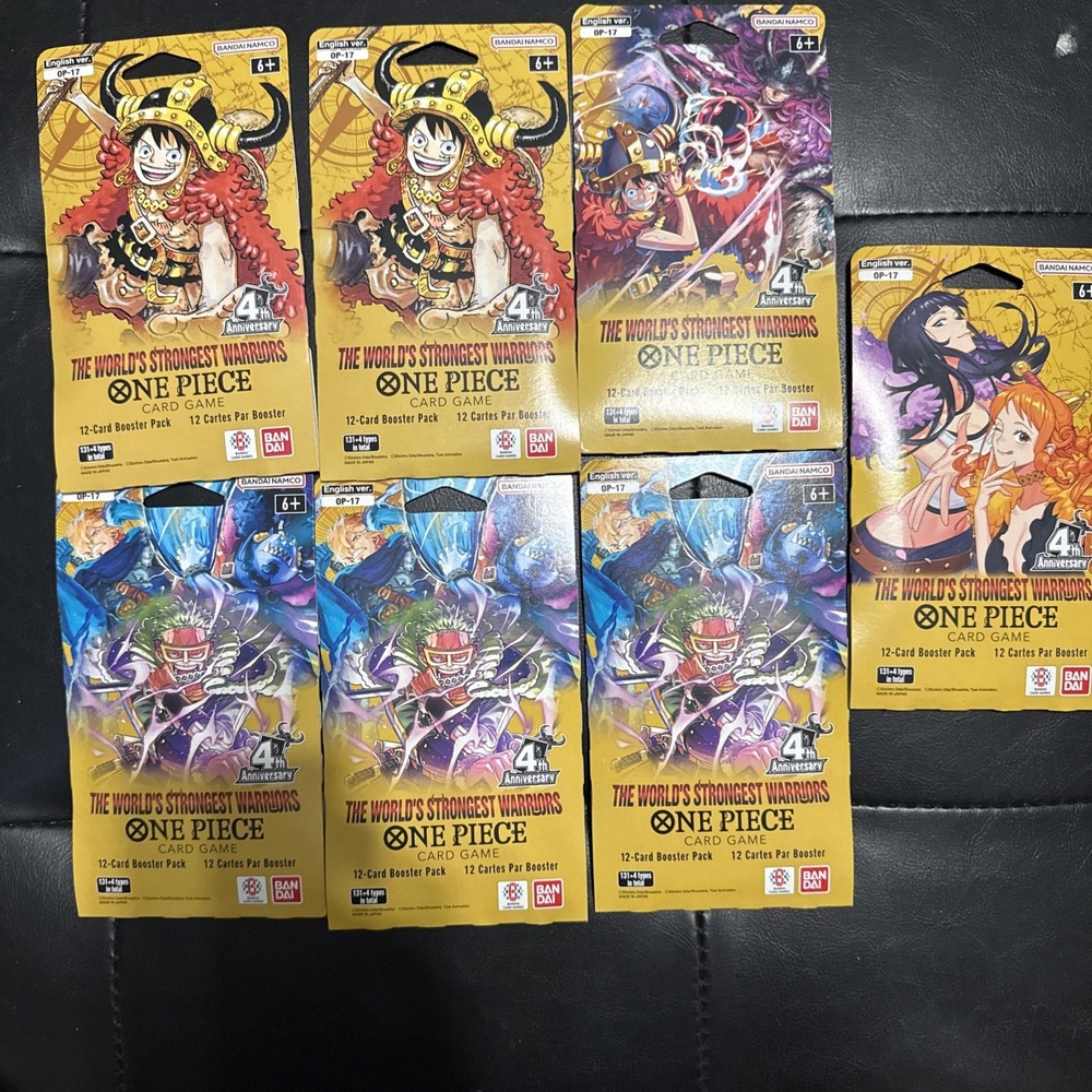 Lot Of 7 One Piece Card Game OP17 Booster Pack Sleeved English Sealed Bandai